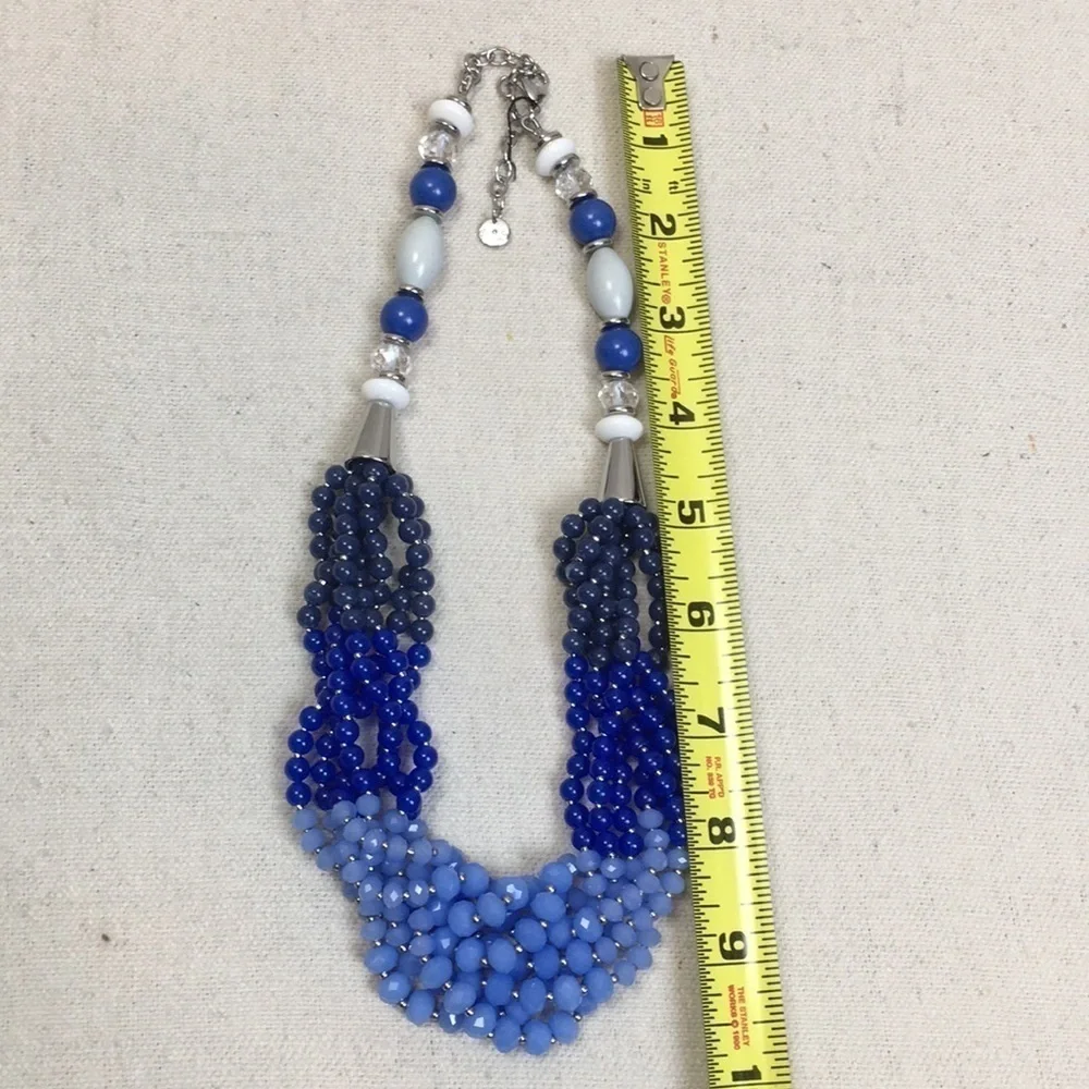 Talbots Beaded Necklace Blue Glass multi strand